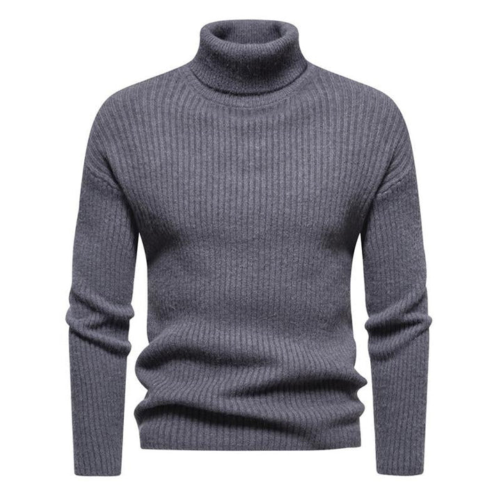 Męski sweter z golfem w jednolitym kolorze 40059462X