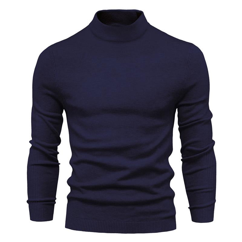 Męski sweter z golfem w jednolitym kolorze 47281568X