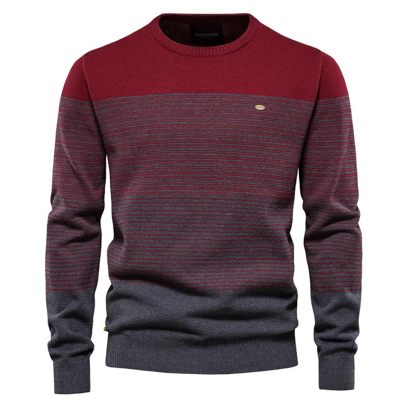 Męski vintage sweter z okrągłym dekoltem w paski 31690461X