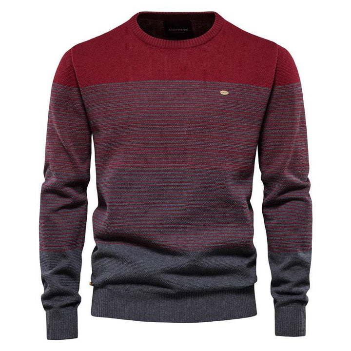 Męski vintage sweter z okrągłym dekoltem w paski 31690461X