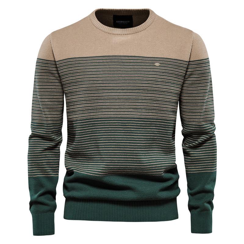Męski vintage sweter z okrągłym dekoltem w paski 31690461X
