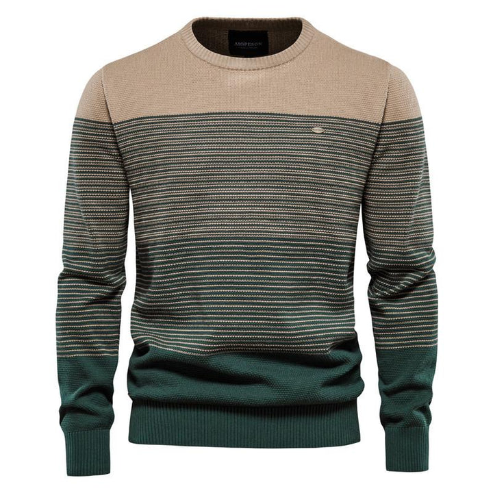 Męski vintage sweter z okrągłym dekoltem w paski 31690461X