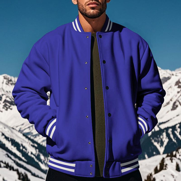 Męska Casual Kurtka Sportowa z Fleece i Stojącym Kołnierzem 44187442M