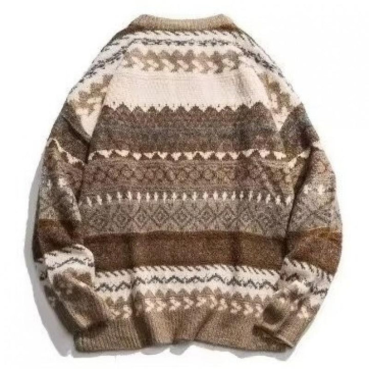 Męski sweter z okrągłym dekoltem i długim rękawem w wzór Fair Isle 36360801Z