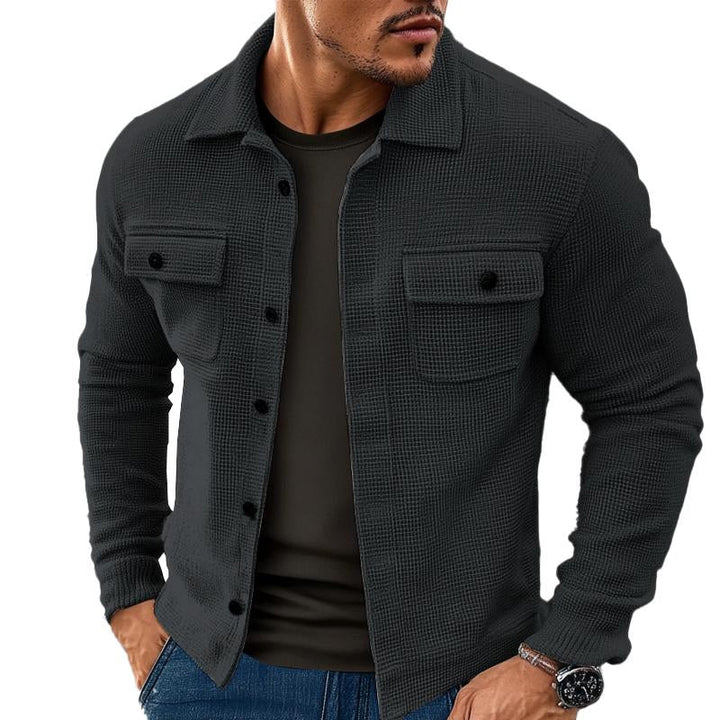 Męska Vintage Waffle Solid Lapel Jacket 23801065X