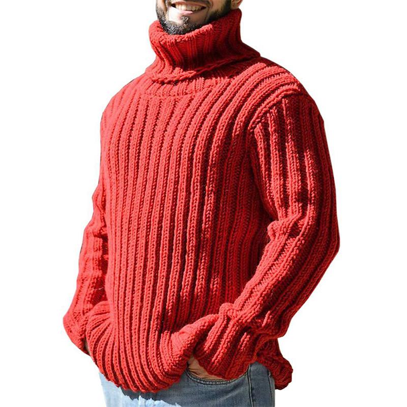 Męski sweter z golfem, slim fit, dzianinowy 65577939M