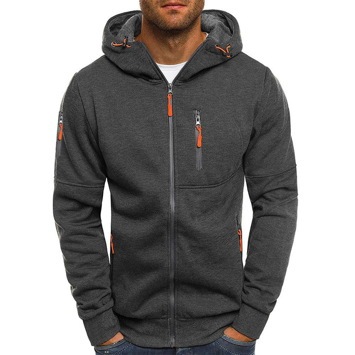 Męska Casualowa Kurtka Sportowa z Kapturem na Zamek, Slim Fit, Bawełniana Mieszanka 87031331