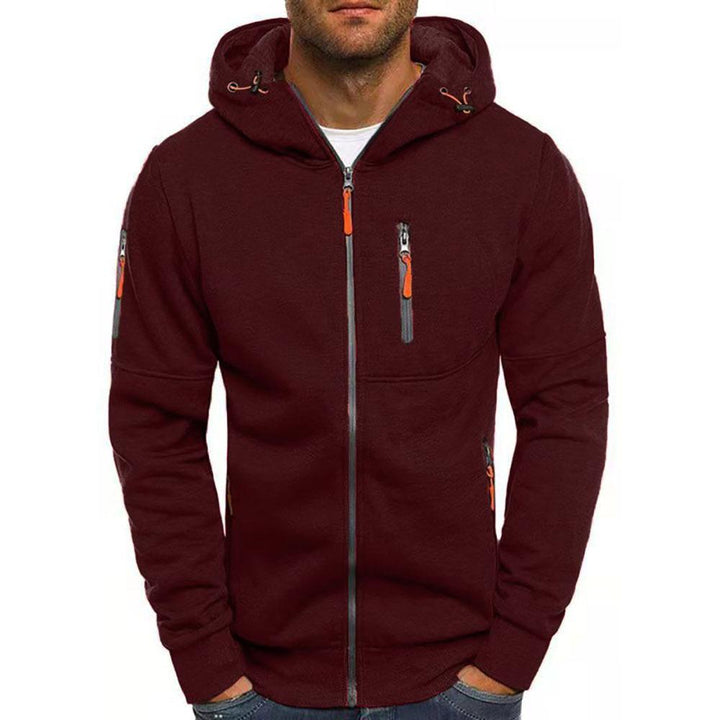 Męska Casualowa Kurtka Sportowa z Kapturem na Zamek, Slim Fit, Bawełniana Mieszanka 87031331