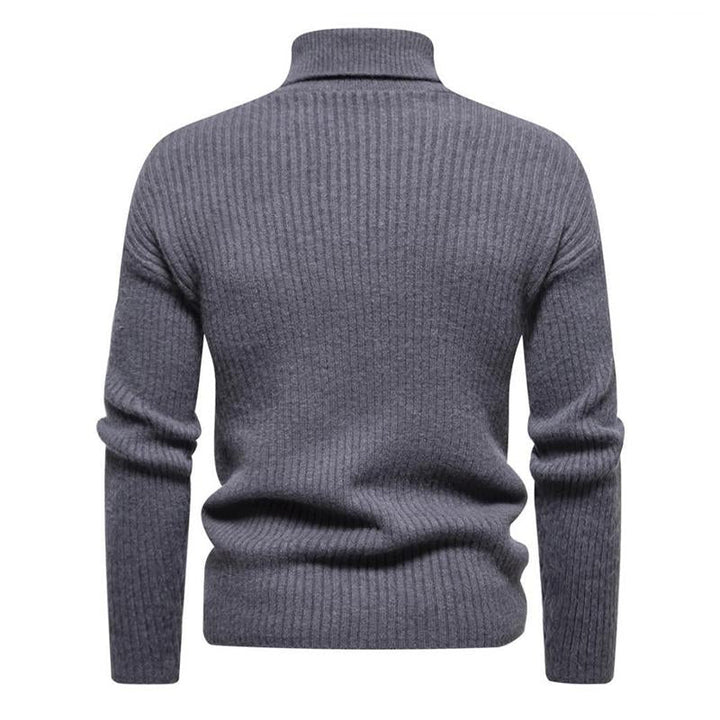Męski sweter z golfem w jednolitym kolorze 40059462X