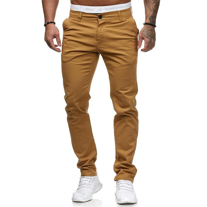 Męskie Spodnie Casual w Jednolitym Kolorze Slim Fit 43253681M