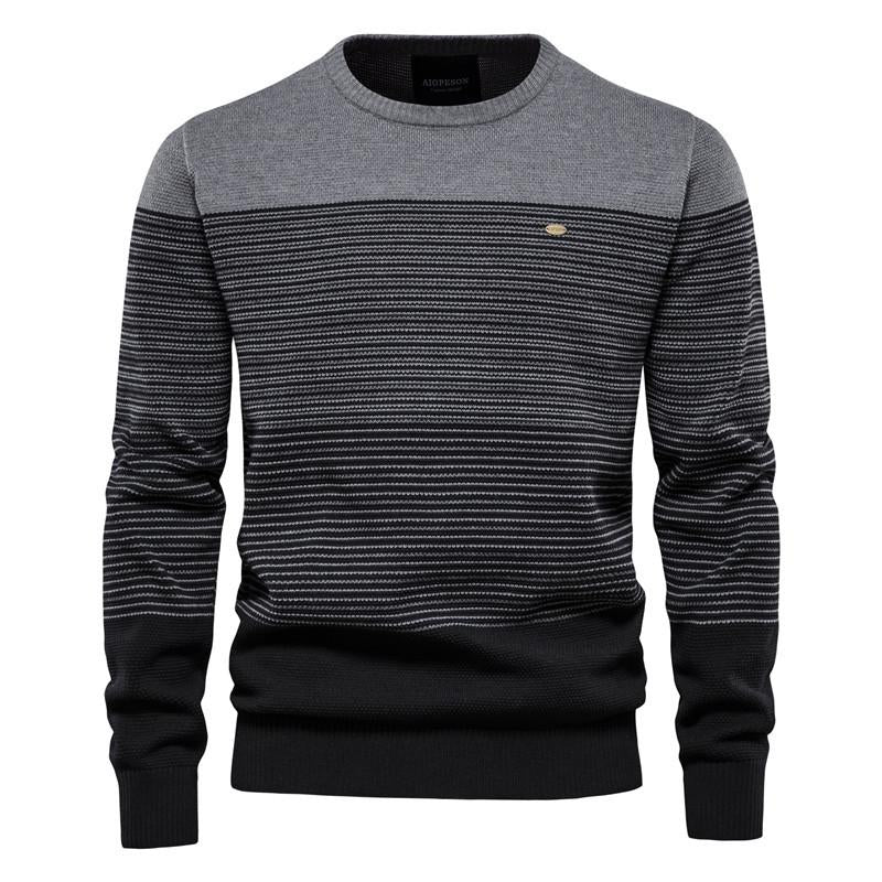 Męski vintage sweter z okrągłym dekoltem w paski 31690461X