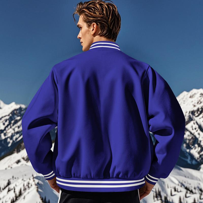 Męska Casual Kurtka Sportowa z Fleece i Stojącym Kołnierzem 44187442M