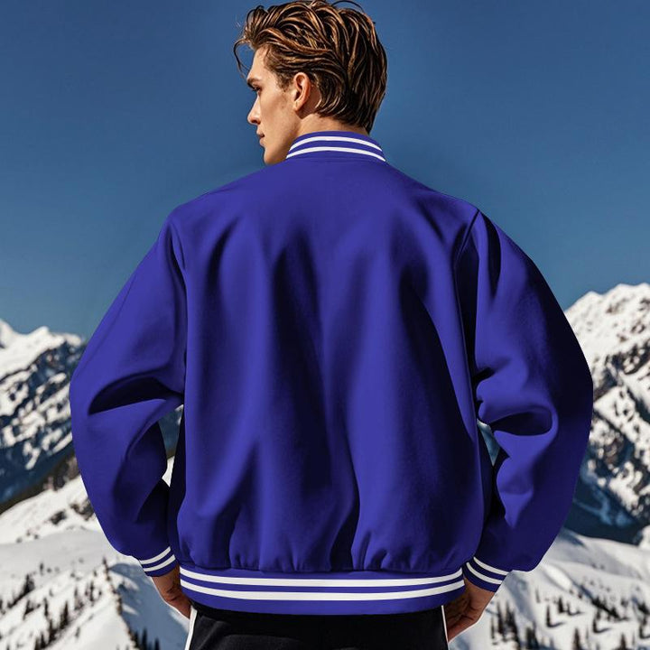 Męska Casual Kurtka Sportowa z Fleece i Stojącym Kołnierzem 44187442M