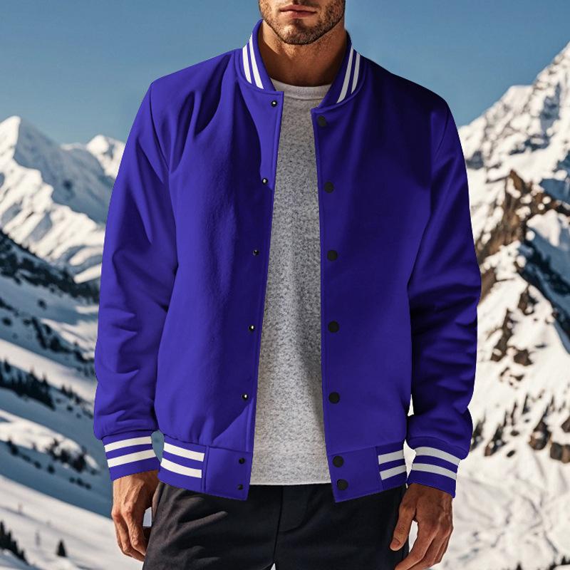 Męska Casual Kurtka Sportowa z Fleece i Stojącym Kołnierzem 44187442M