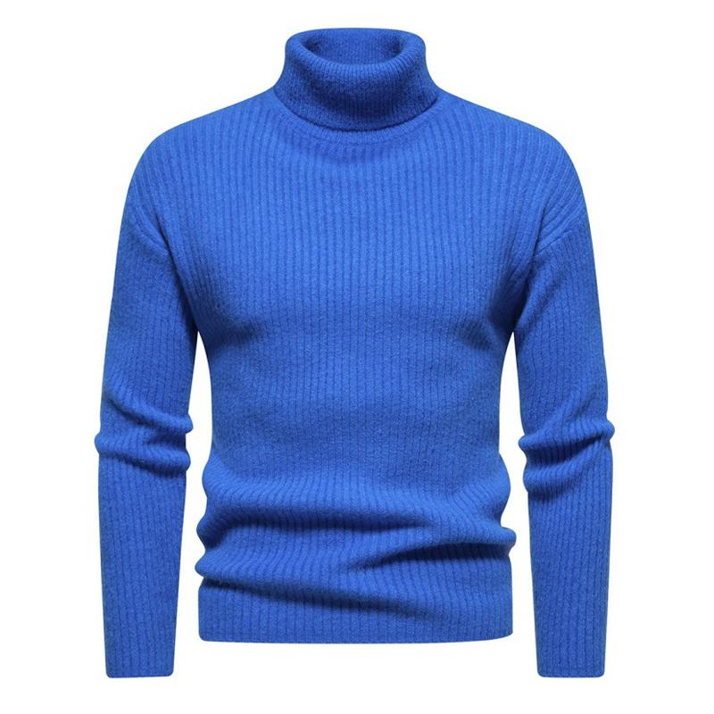 Męski sweter z golfem w jednolitym kolorze 40059462X