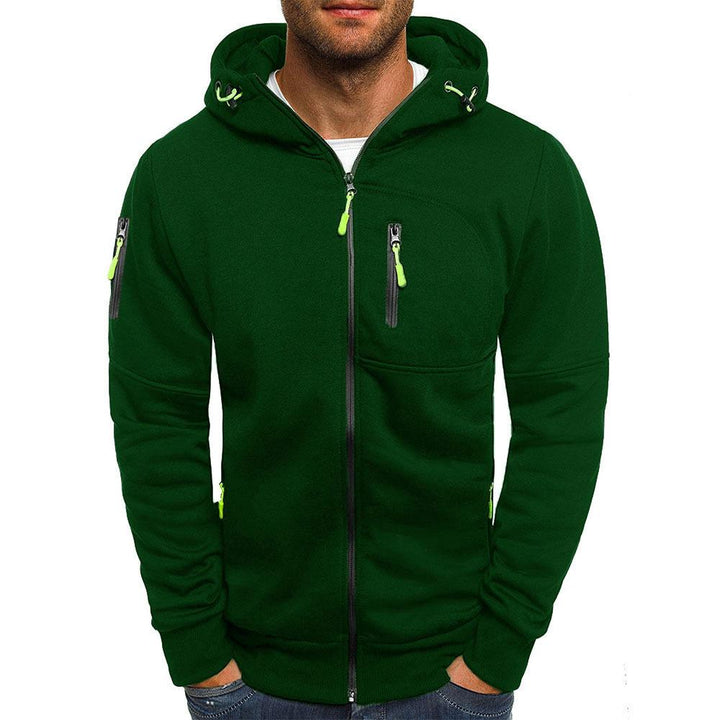 Męska Casualowa Kurtka Sportowa z Kapturem na Zamek, Slim Fit, Bawełniana Mieszanka 87031331