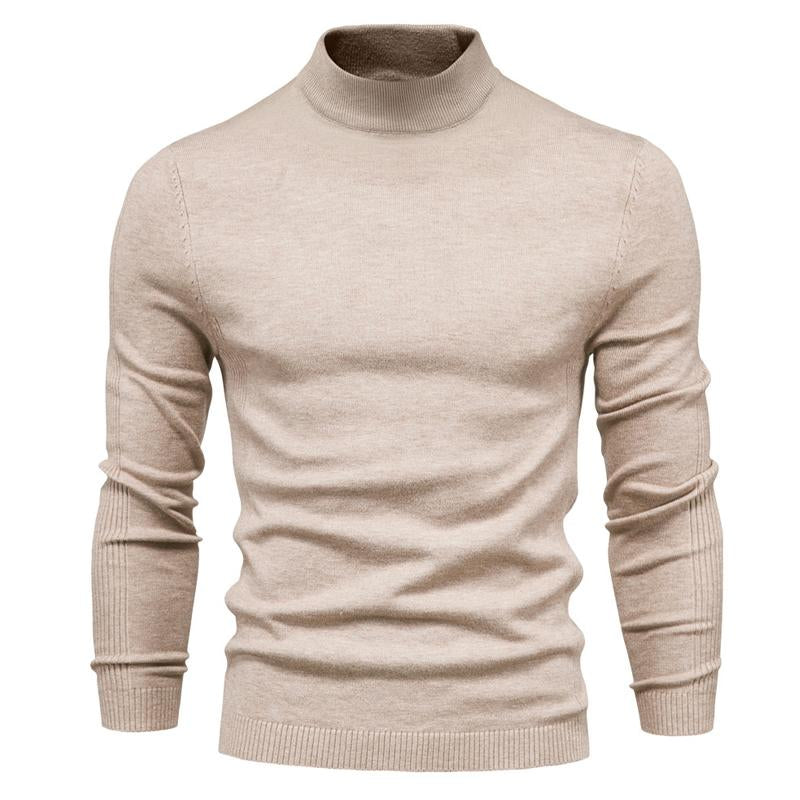 Męski sweter z golfem w jednolitym kolorze 47281568X