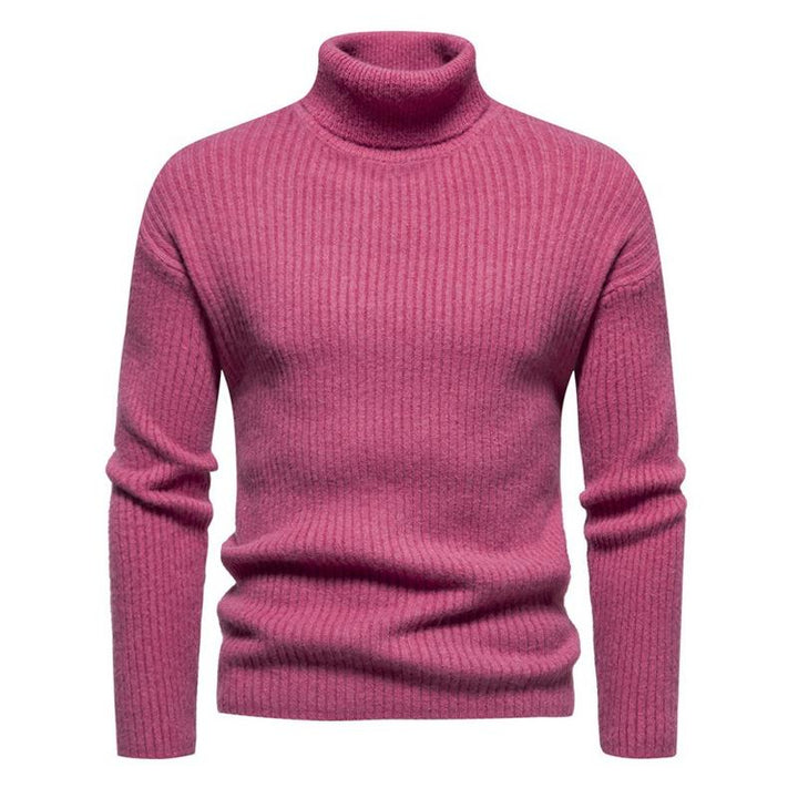 Męski sweter z golfem w jednolitym kolorze 40059462X