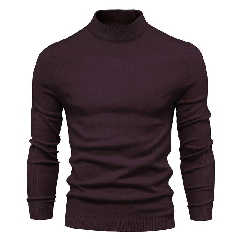 Męski sweter z golfem w jednolitym kolorze 47281568X