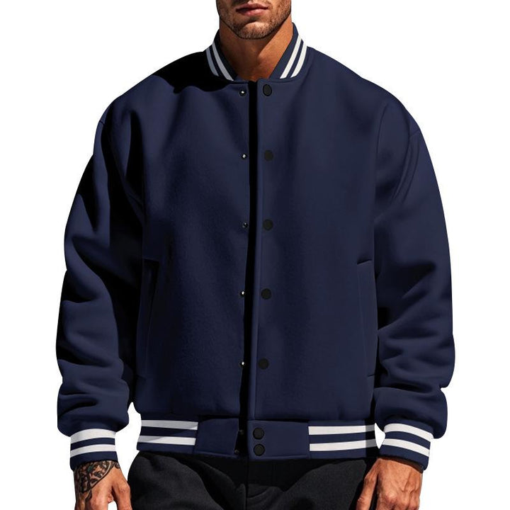 Męska Casual Kurtka Sportowa z Fleece i Stojącym Kołnierzem 44187442M