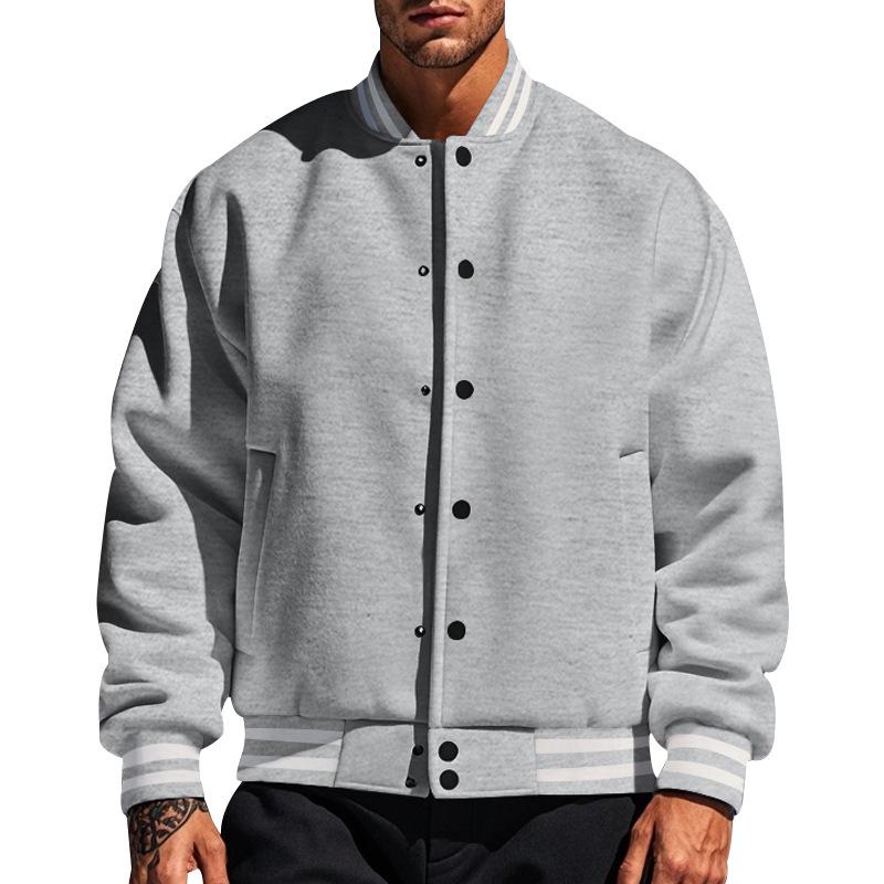Męska Casual Kurtka Sportowa z Fleece i Stojącym Kołnierzem 44187442M