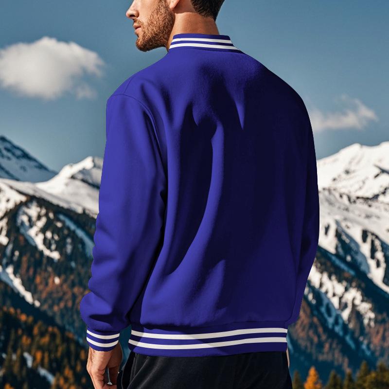 Męska Casual Kurtka Sportowa z Fleece i Stojącym Kołnierzem 44187442M