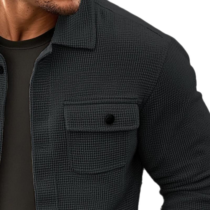Męska Vintage Waffle Solid Lapel Jacket 23801065X