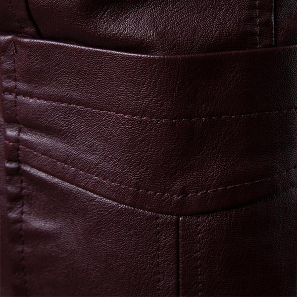 Męska Slim Fit Vintage Marynarka PU z Dwiema Guzikami - Styl 32344449M