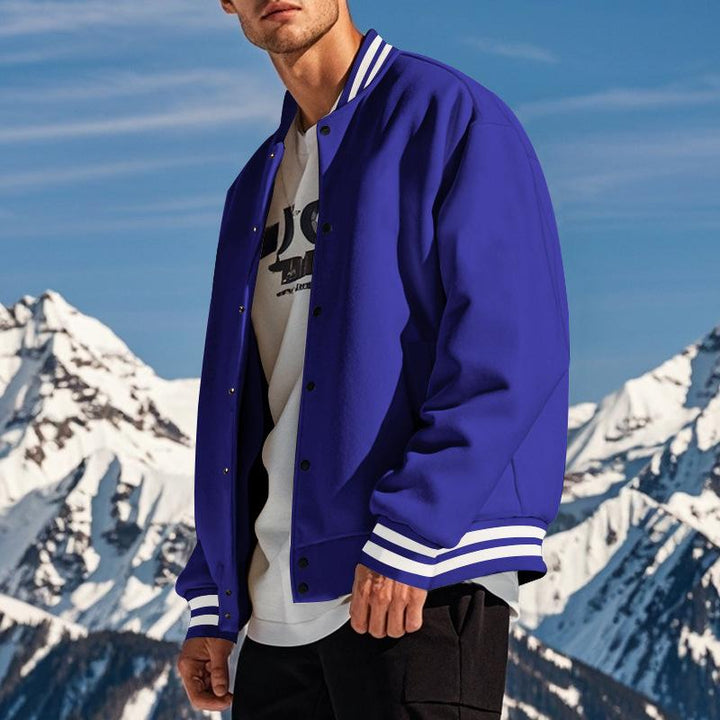 Męska Casual Kurtka Sportowa z Fleece i Stojącym Kołnierzem 44187442M