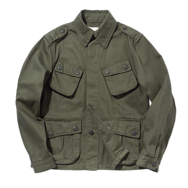 Męska Vintage Kurtka Biker Cargo z Wieloma Kieszeniami 93075452Y