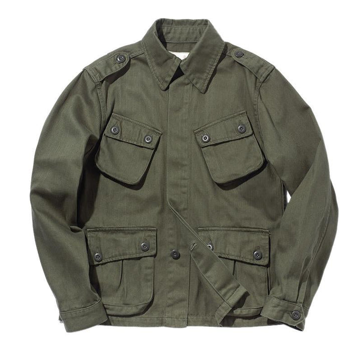 Męska Vintage Kurtka Biker Cargo z Wieloma Kieszeniami 93075452Y