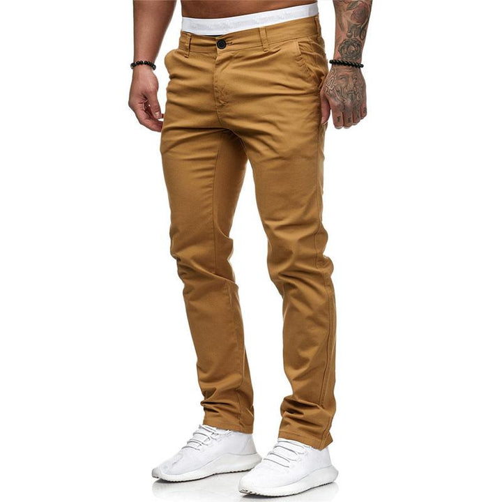 Męskie Spodnie Casual w Jednolitym Kolorze Slim Fit 43253681M