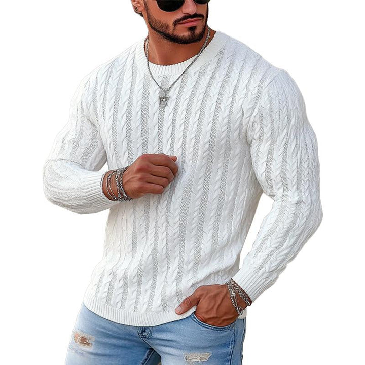 Męski Sweter Dzianinowy z Długim Rękawem w Jednolitym Kolorze 44177069X