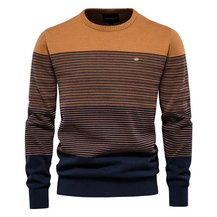 Męski vintage sweter z okrągłym dekoltem w paski 31690461X