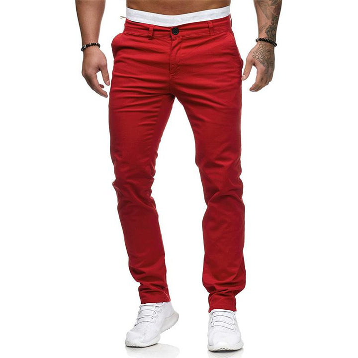 Męskie Spodnie Casual w Jednolitym Kolorze Slim Fit 43253681M