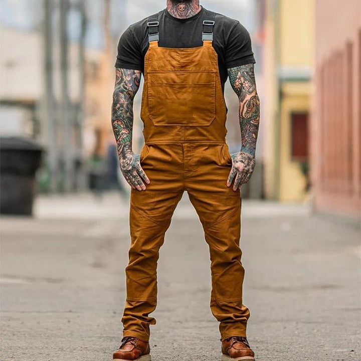 Męskie Retro Casual Jednokolorowe Kombinezony Robocze 41930324TO