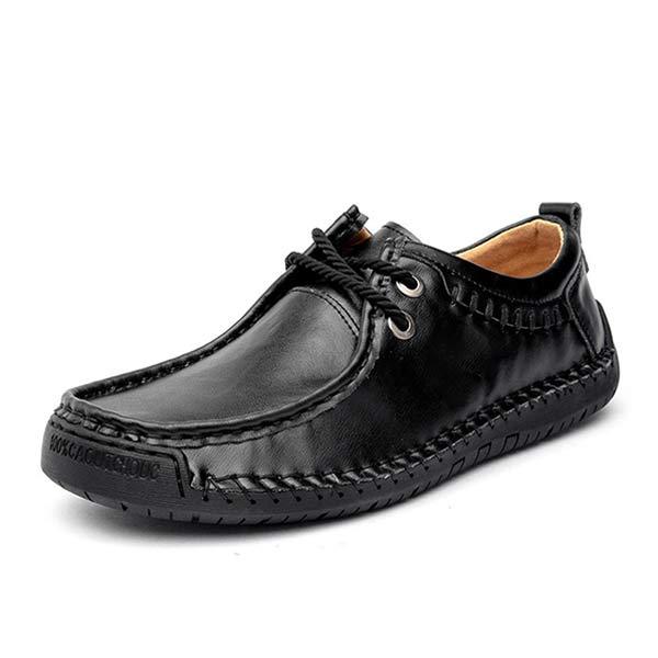MĘSKIE SKÓRZANE BUTY NA SZNUROWADŁA Z MIĘKKĄ PODESZWĄ
