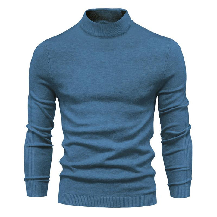 Męski sweter z golfem w jednolitym kolorze 47281568X
