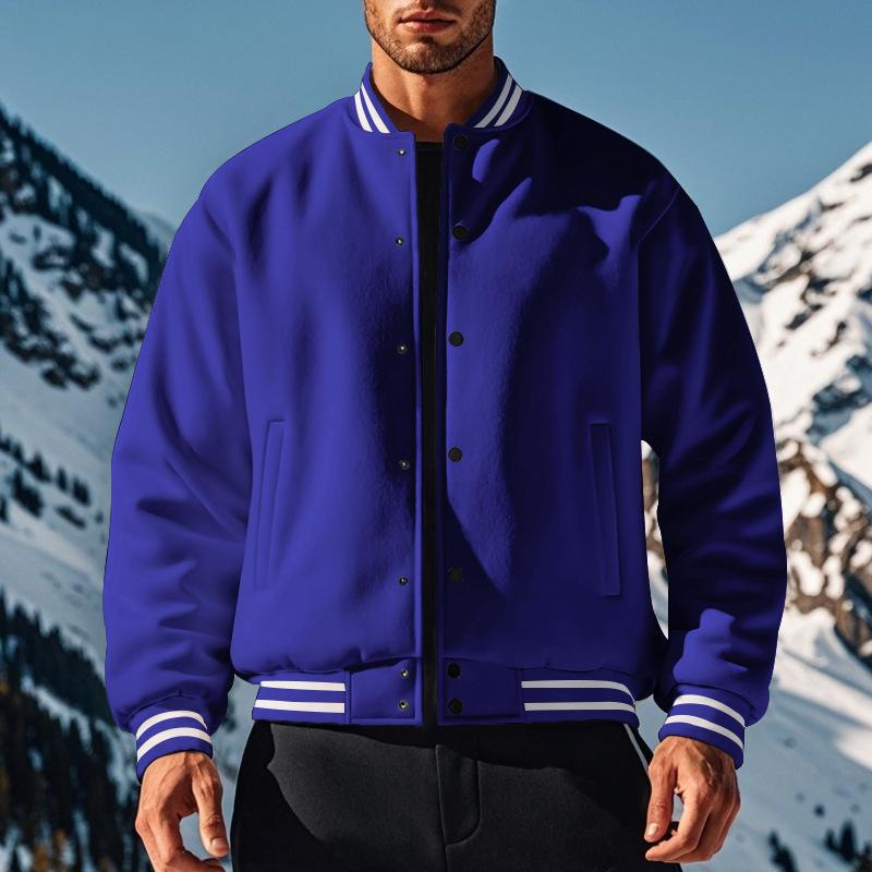 Męska Casual Kurtka Sportowa z Fleece i Stojącym Kołnierzem 44187442M