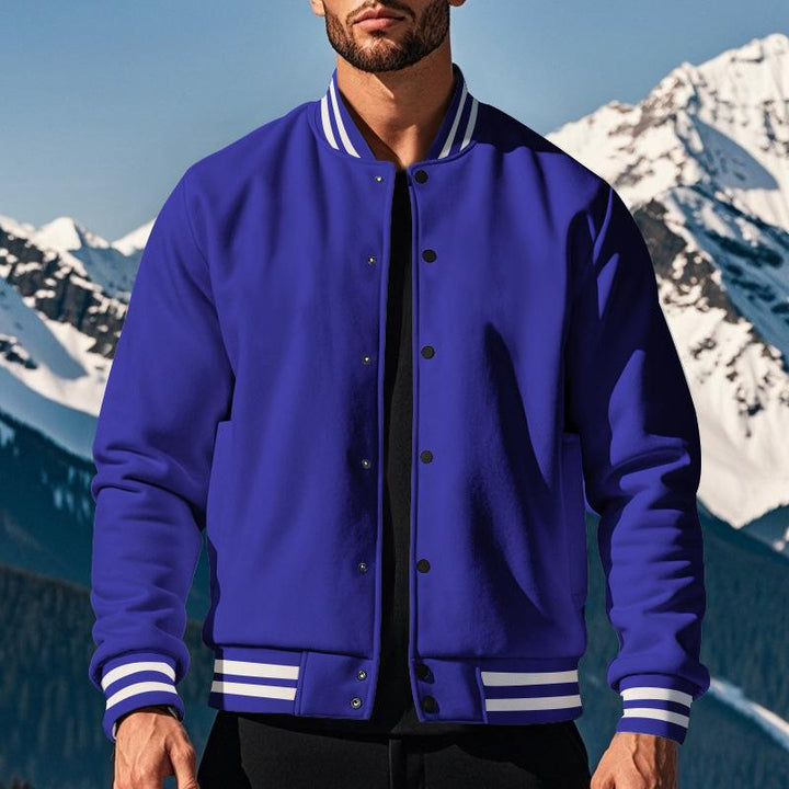 Męska Casual Kurtka Sportowa z Fleece i Stojącym Kołnierzem 44187442M