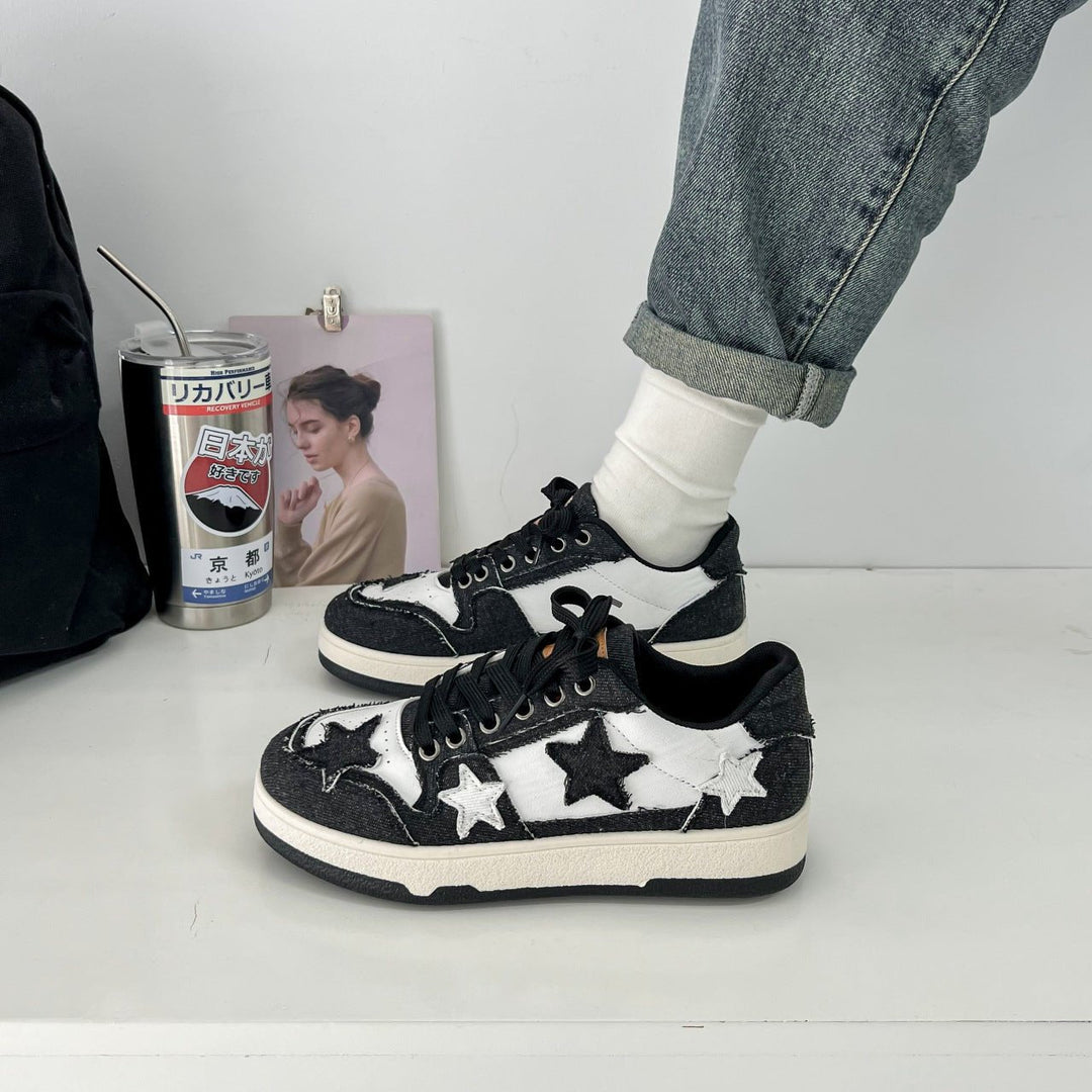 Celina | Retro Denim Sneakers with Star Patch Detail
