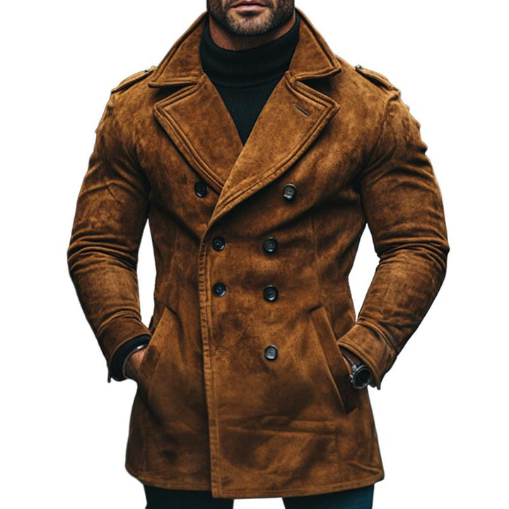 Męska Vintage Casual Suede Podwójnie Zapięta Krótka Kurtka 60639537TO