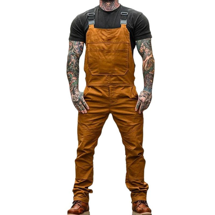 Męskie Retro Casual Jednokolorowe Kombinezony Robocze 41930324TO