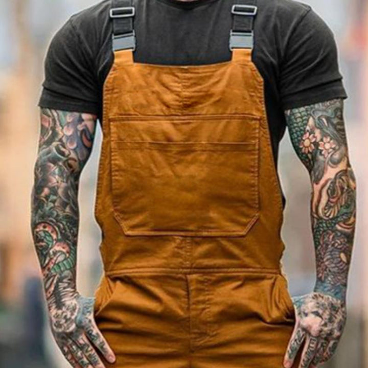 Męskie Retro Casual Jednokolorowe Kombinezony Robocze 41930324TO