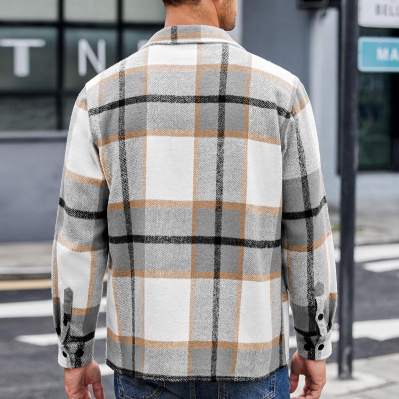 Męska Koszula Flanelowa w Kratę Vintage z Długim Rękawem 17882382Y