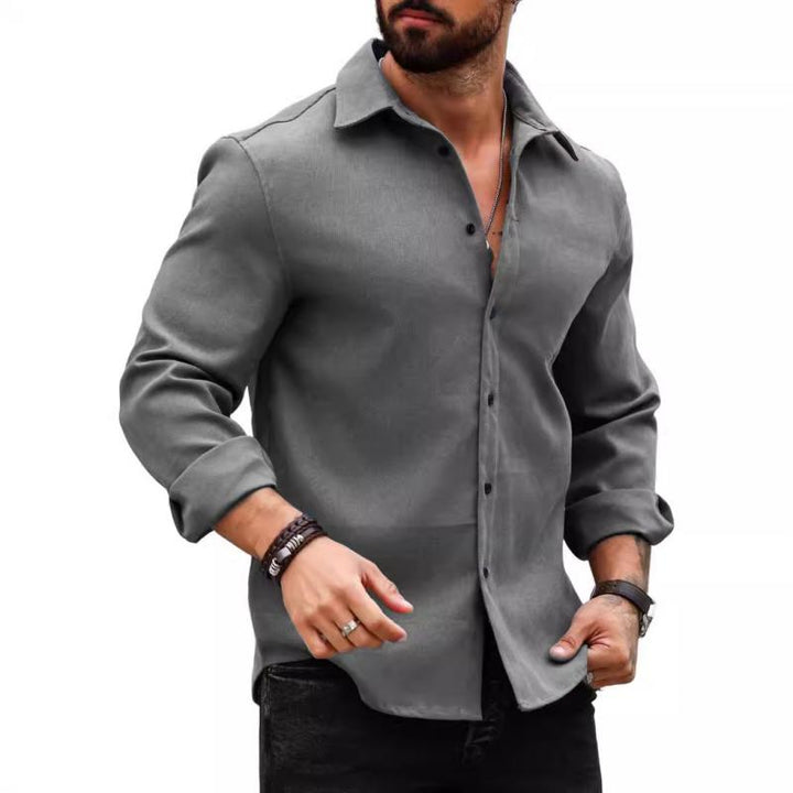 Męska koszula casualowa z bawełny z klapami, slim fit, z długim rękawem 99859497M