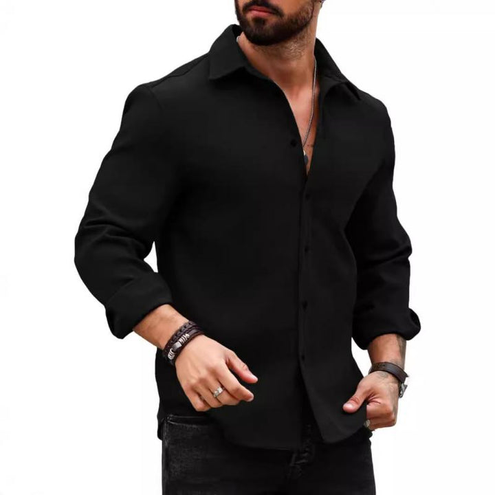 Męska koszula casualowa z bawełny z klapami, slim fit, z długim rękawem 99859497M
