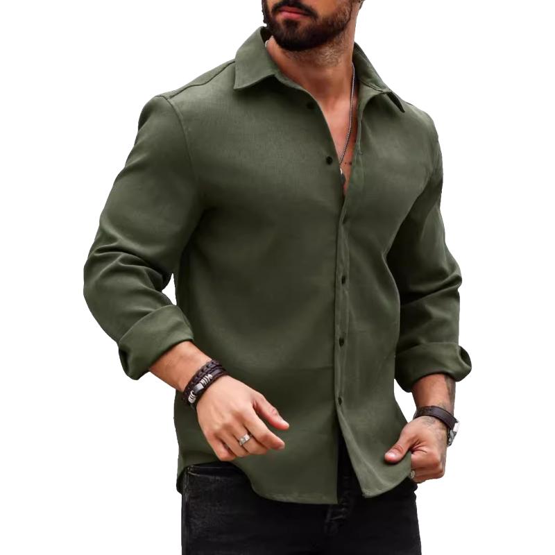 Męska koszula casualowa z bawełny z klapami, slim fit, z długim rękawem 99859497M