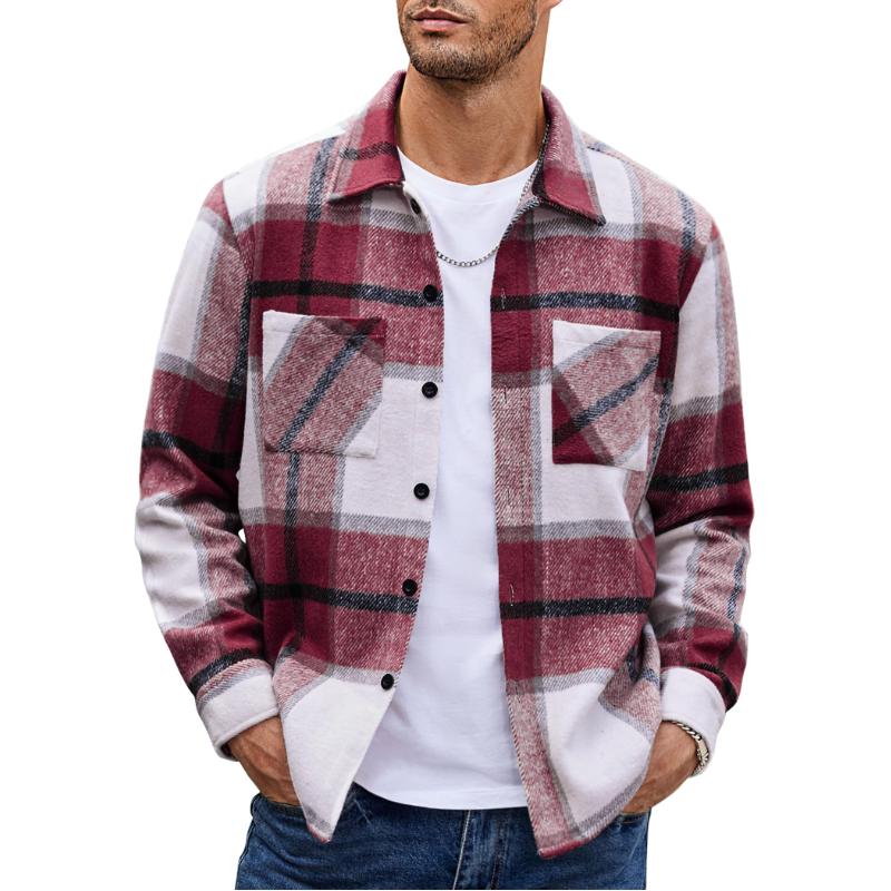 Męska Koszula Flanelowa w Kratę Vintage z Długim Rękawem 17882382Y
