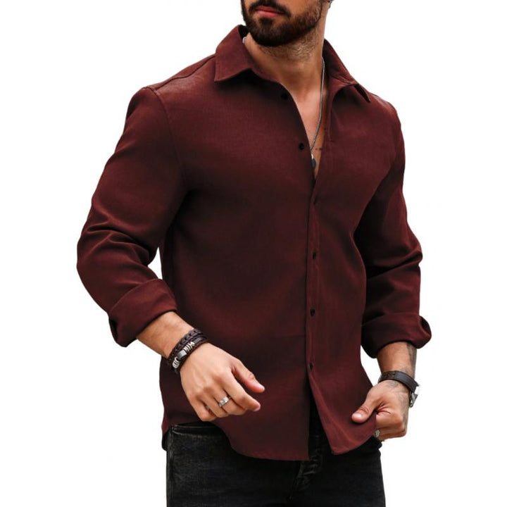 Męska koszula casualowa z bawełny z klapami, slim fit, z długim rękawem 99859497M